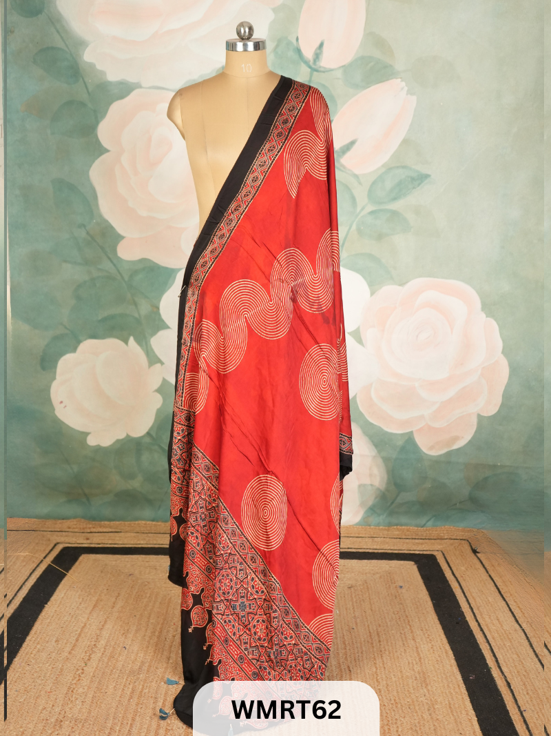 MODAL SILK WITH AJRAKH DUPATTA