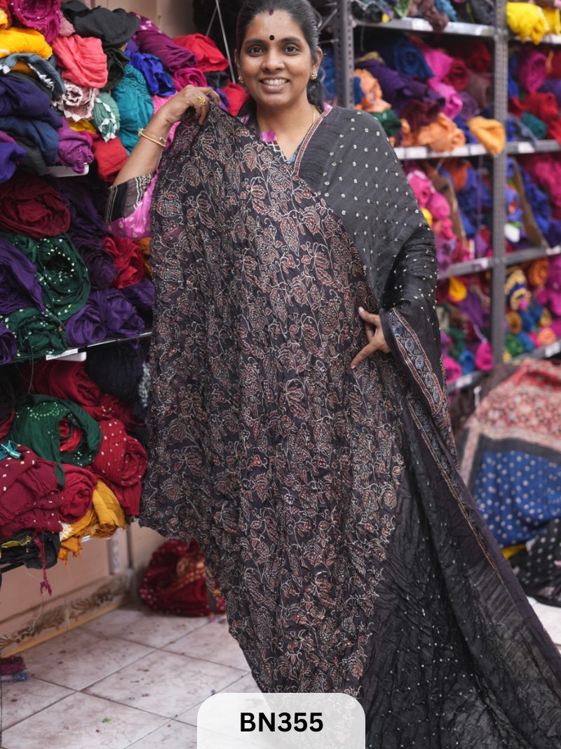 MODAL AJRAKH SILK - HAND BANDHINI | LAGDI PATTTA