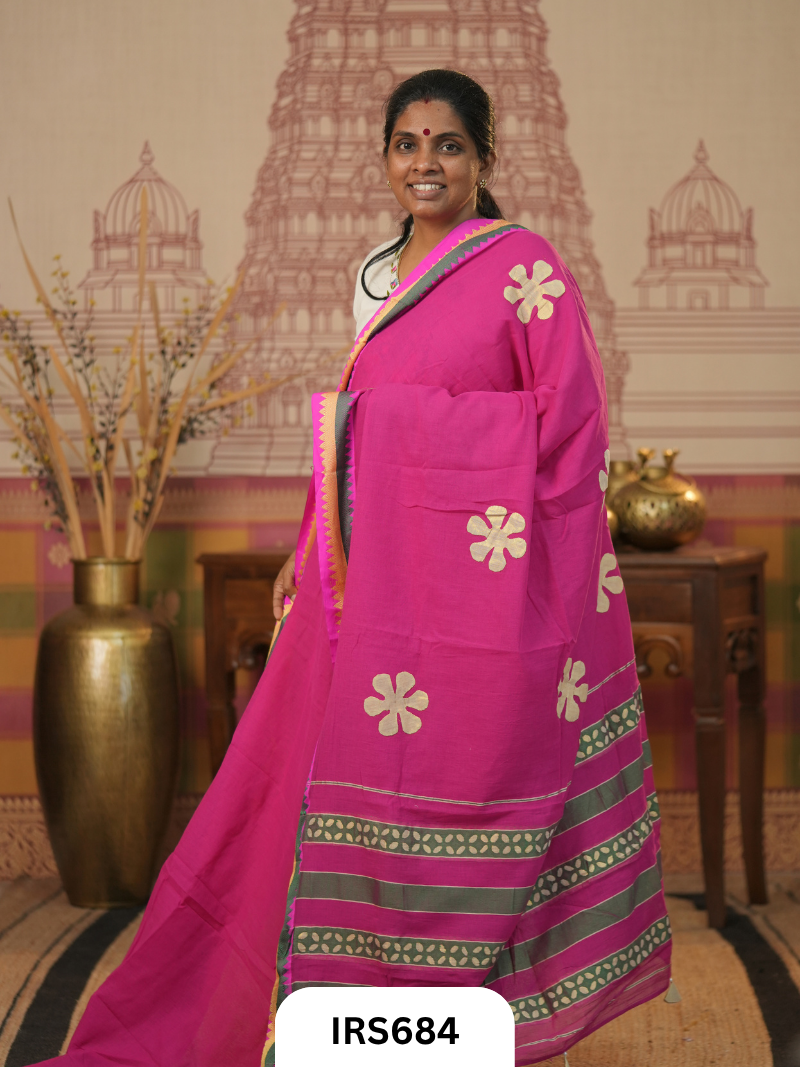 Chettinadu Saree With Barmer Aplique Work