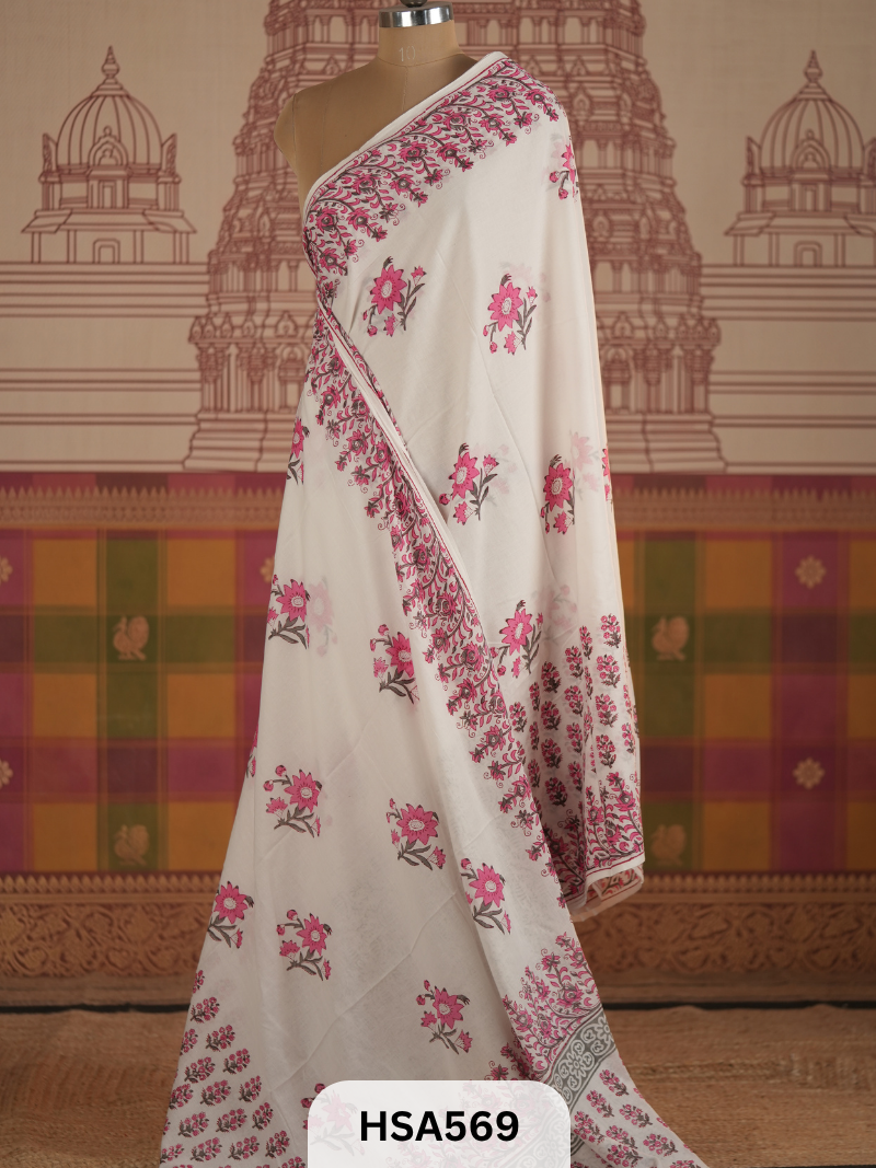 COTTON AJRAKH HANDBLOCK SAREE