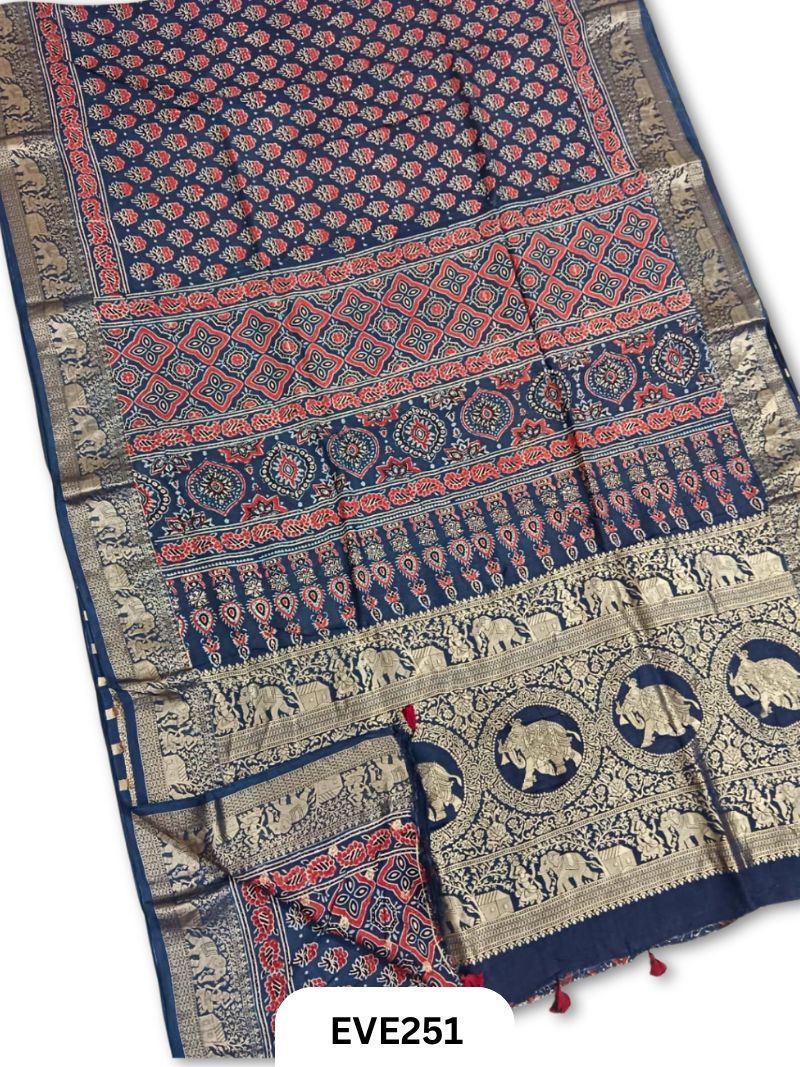 Dola Silk Ajrakh Saree