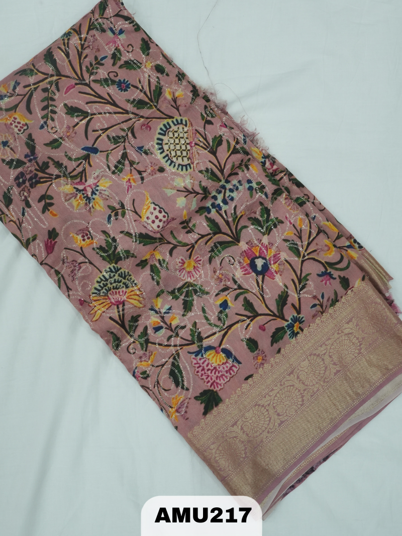 BANARAS RUSSIAN SILK SAREE WITH PRINTED