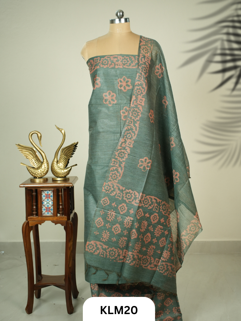 Semi Tussar Salwar Unstitched 3Pc Set