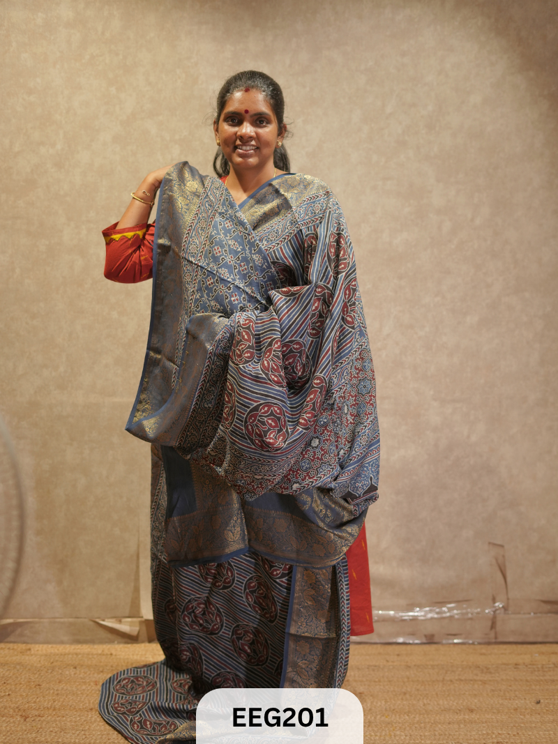 AJRAKH DOLA SILK SAREE