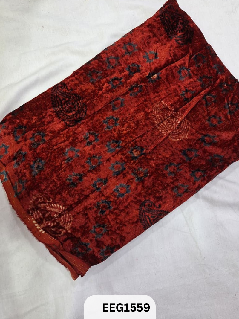 VELVET AJRAKH PRINT FABRIC-1MTR