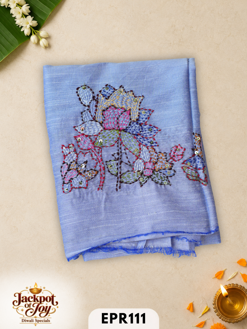 Raw silk with Kantha Blouse