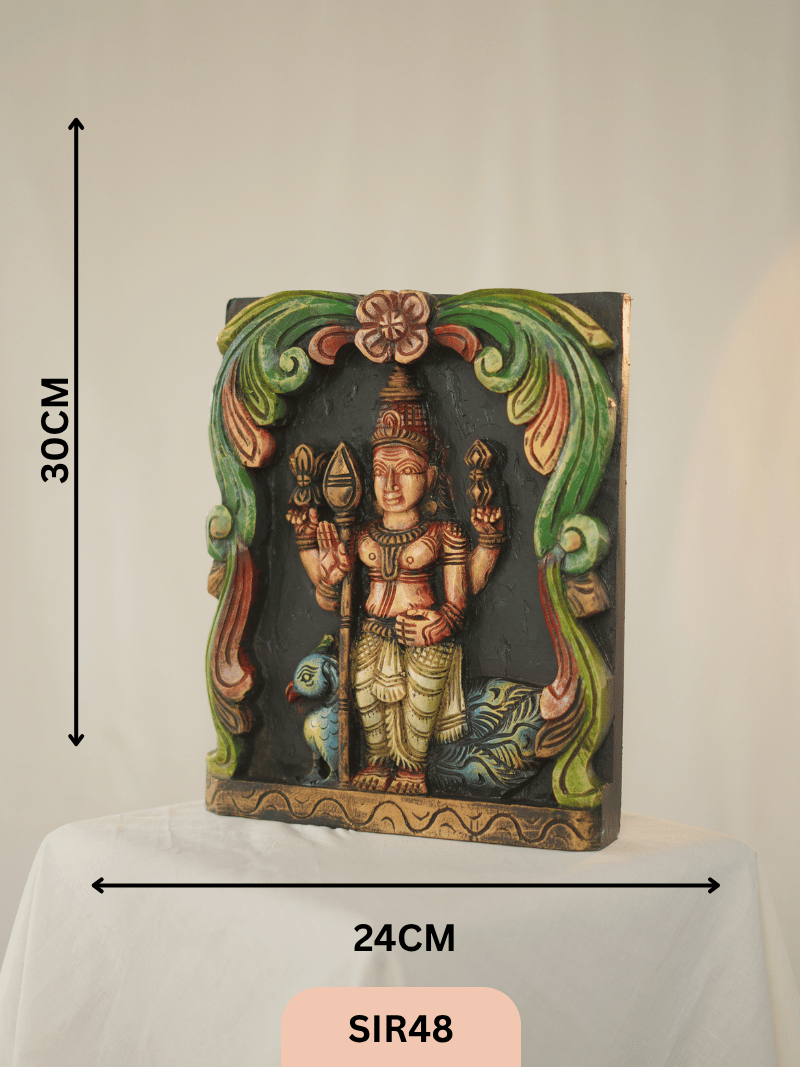 WOODEN LORD MURUGAR WALL FRAME - Height 12" INCH, WIDTH 10"INCH