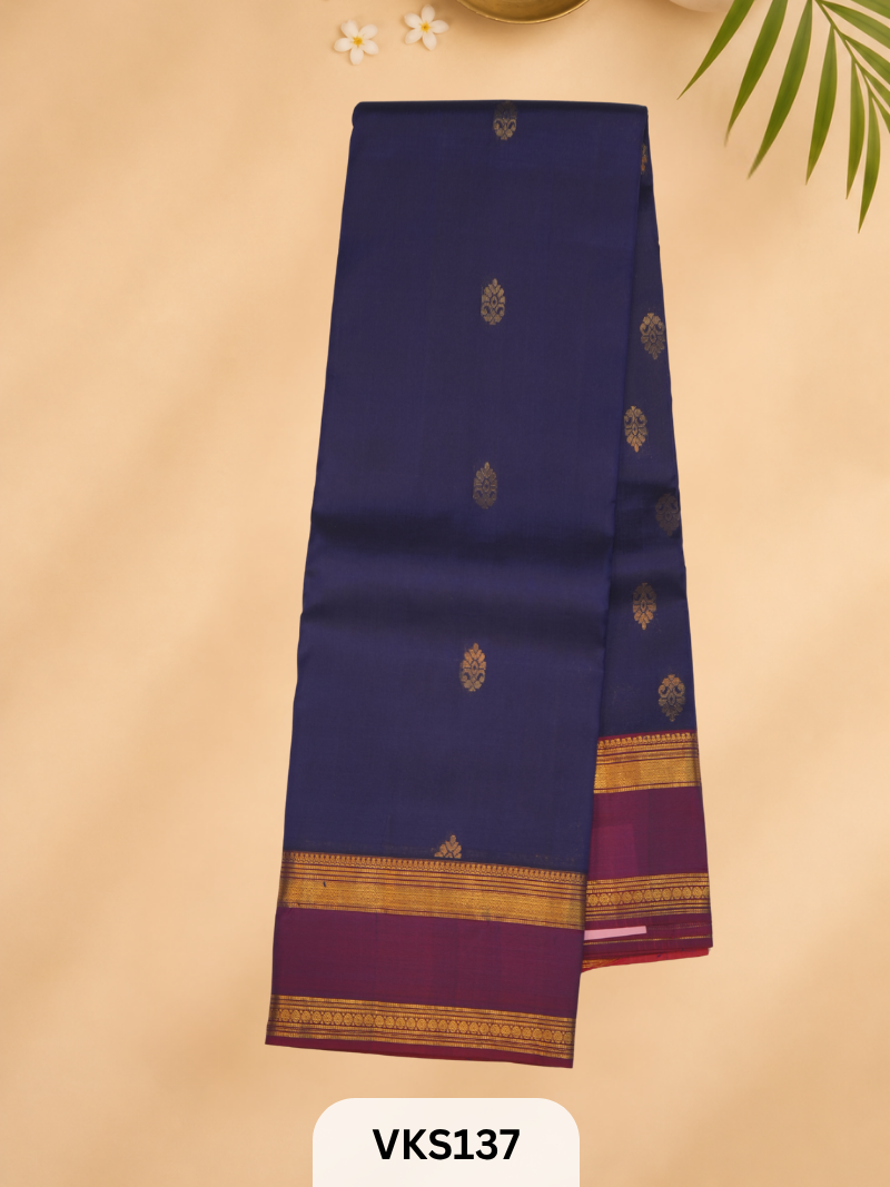 PURE KANCHIPURAM SILK SAREE WITH ONE SIDE BORDER