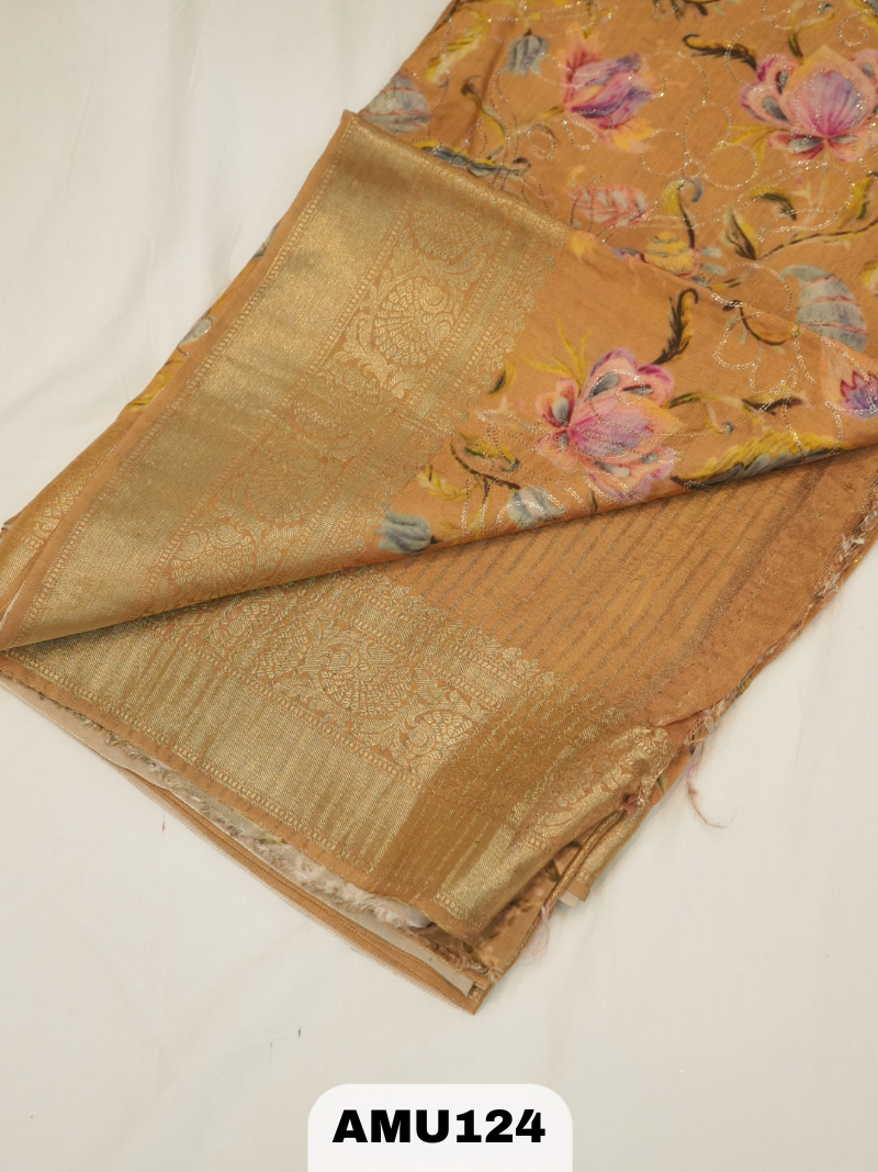 BANARAS RUSSIAN SILK SAREE WITH DIGITAL PRINTED