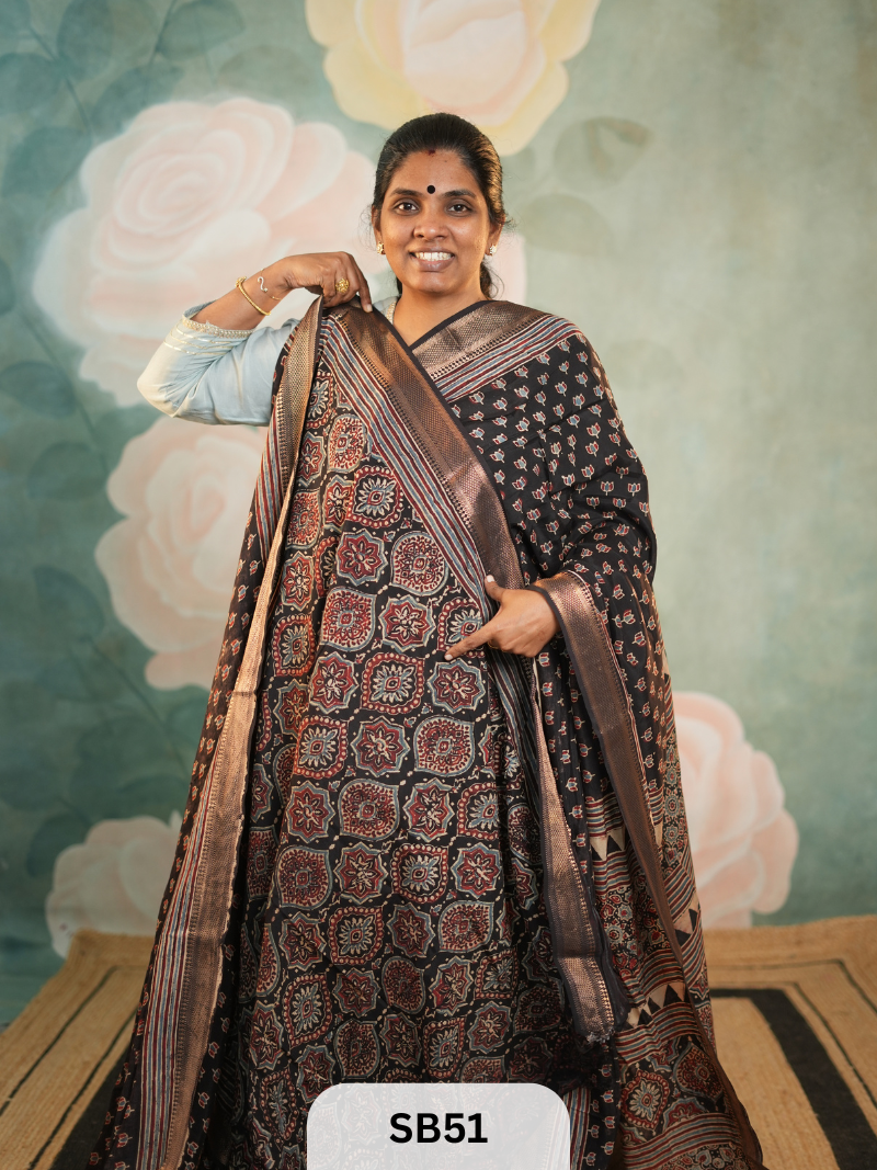 AJRAKH SAREE WITH NIZAM BORDER