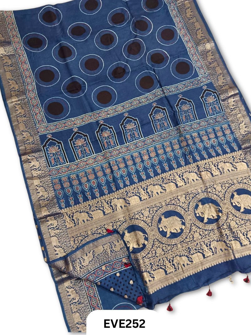 Dola Silk Ajrakh Saree
