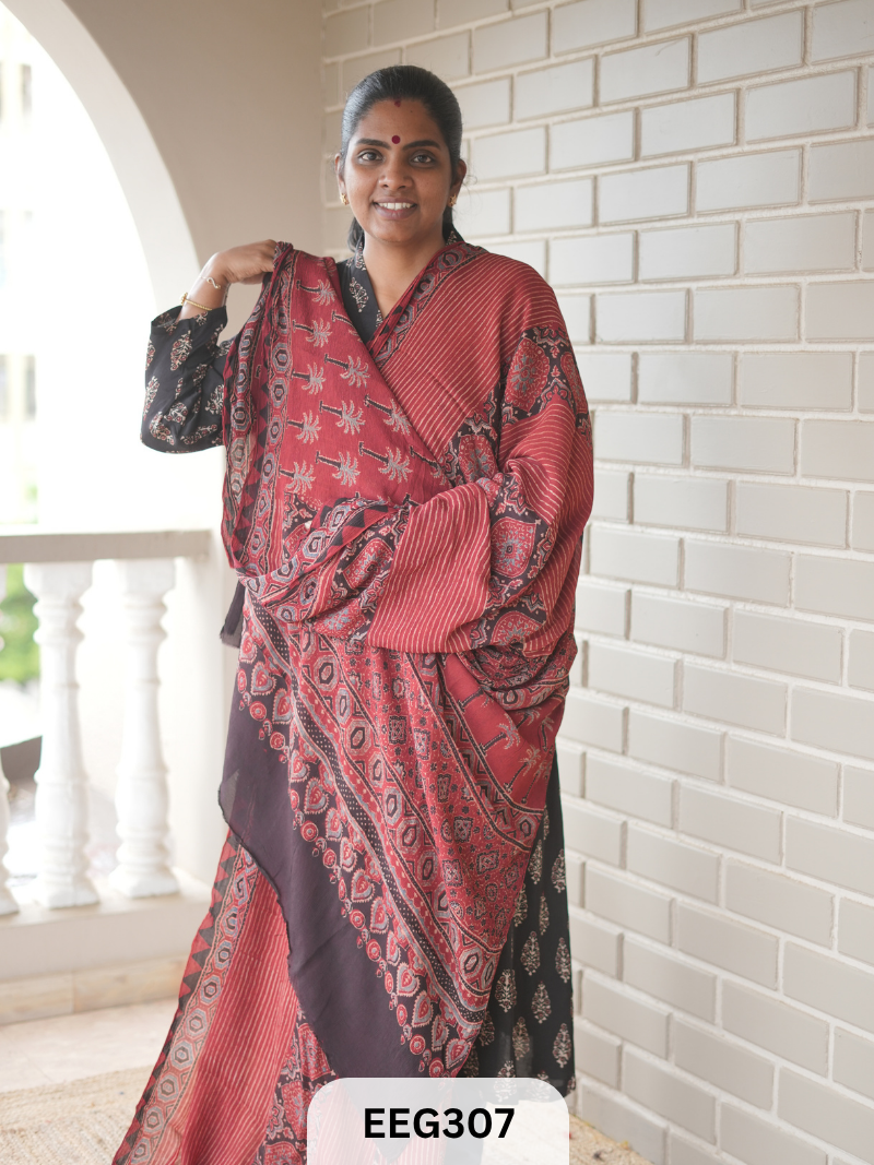 AJRAKH CHINON SAREE