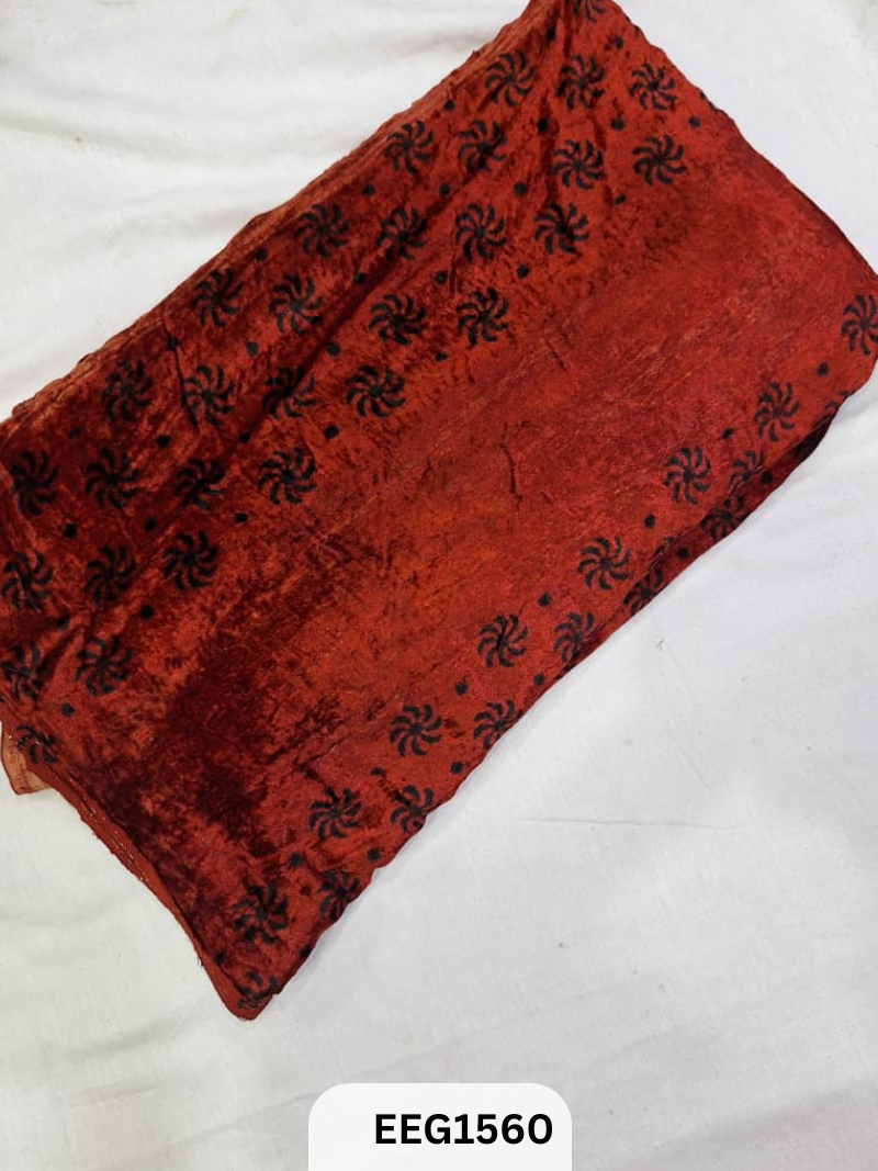 VELVET AJRAKH PRINT FABRIC-1MTR