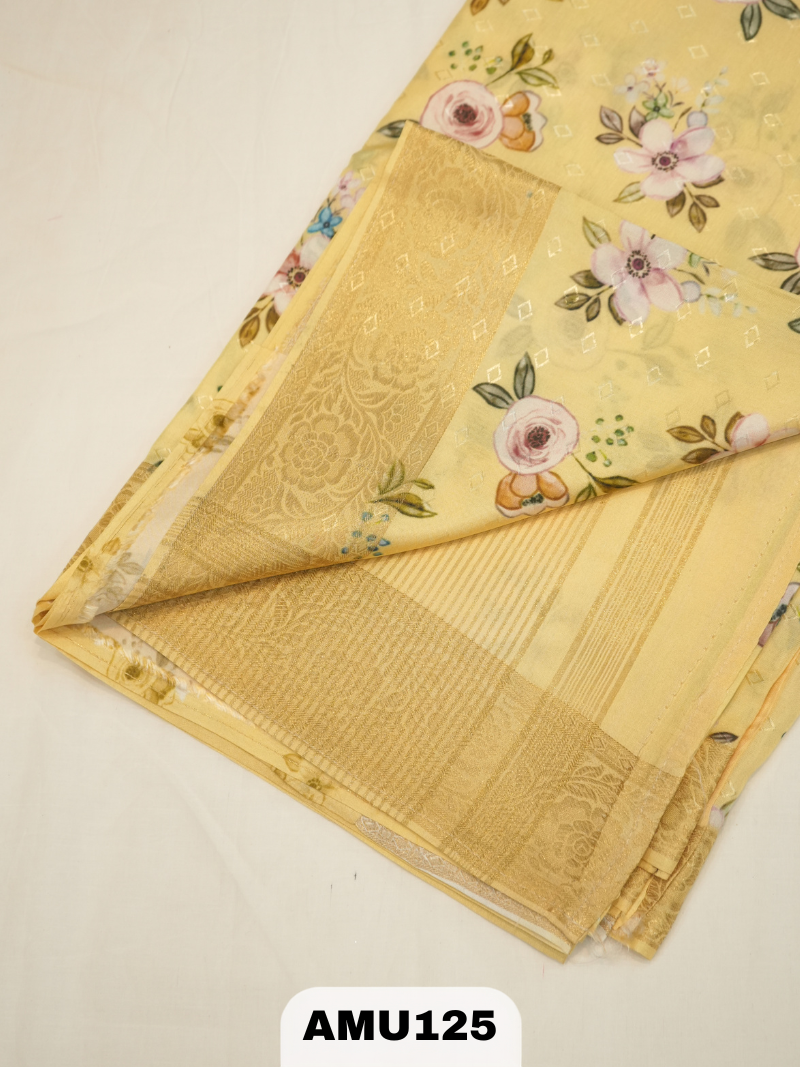 BANARAS RUSSIAN SILK SAREE WITH DIGITAL PRINTED