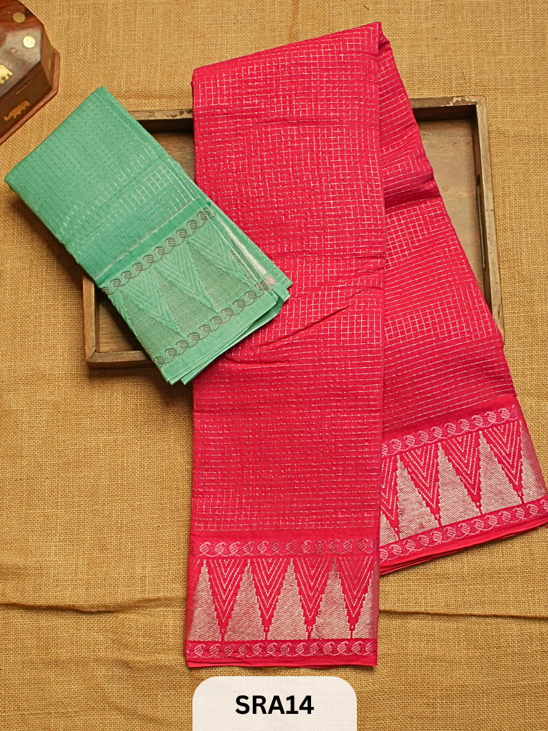 SUNGUDI COTTON SAREE WITH BLOUSE