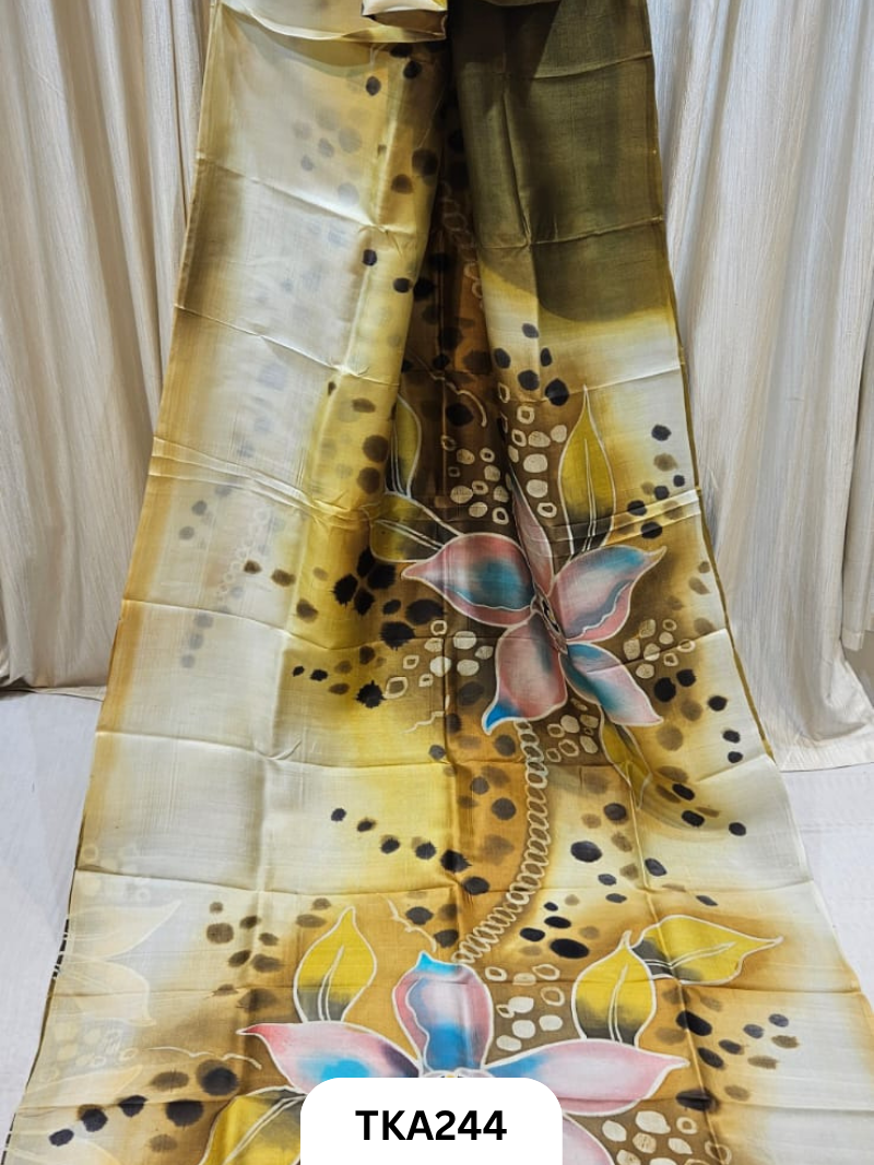 Murshidabad Silk Hand Painted Saree