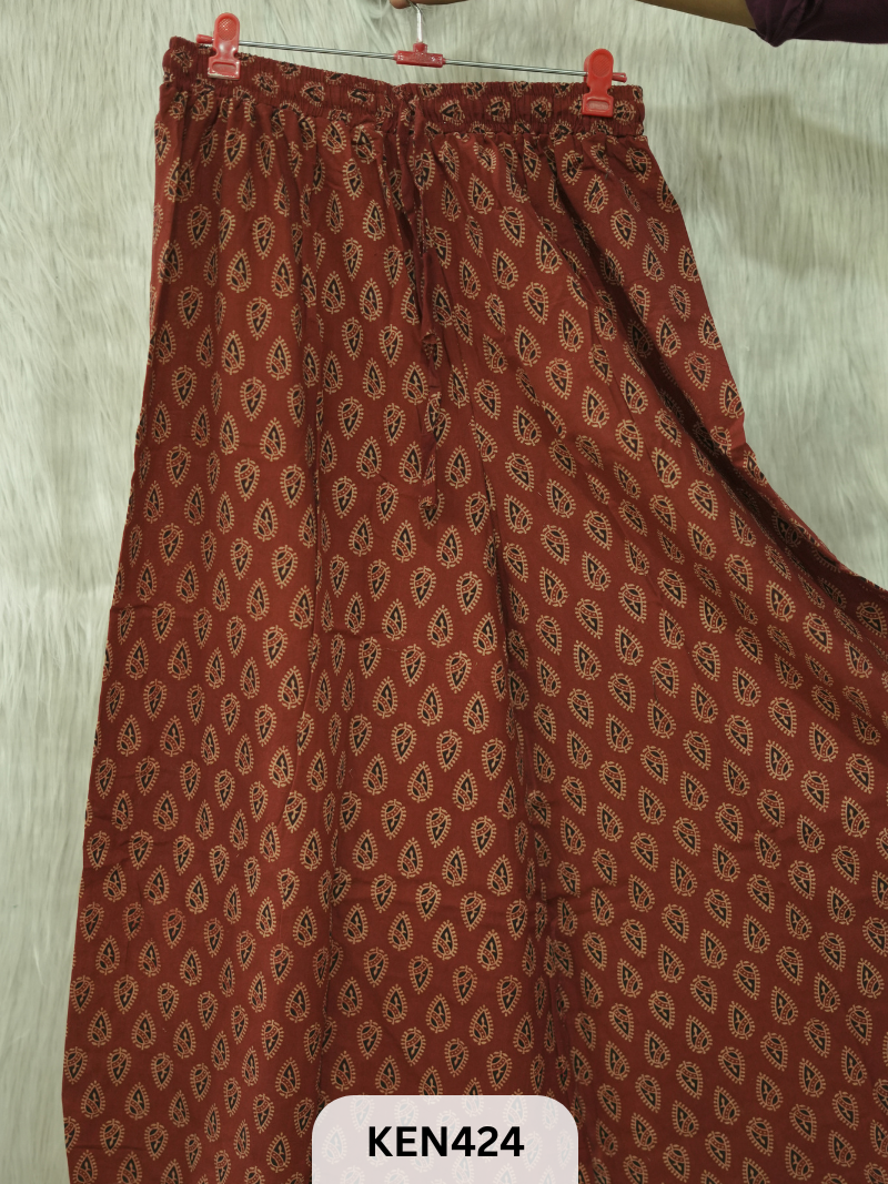 PLAZO HANDBLOCK PANT-FREE SIZE(22 to 40 INCH)