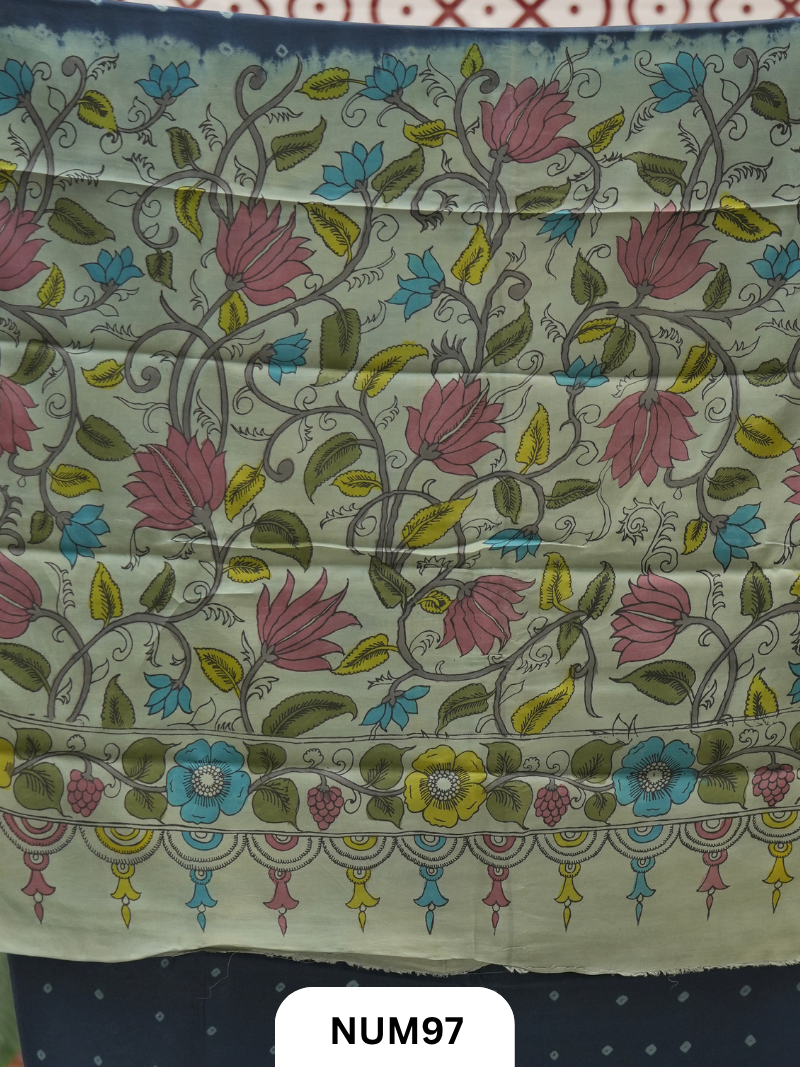 Modal Bandhini With Pure Penkalamkari Pallu And Blouse
