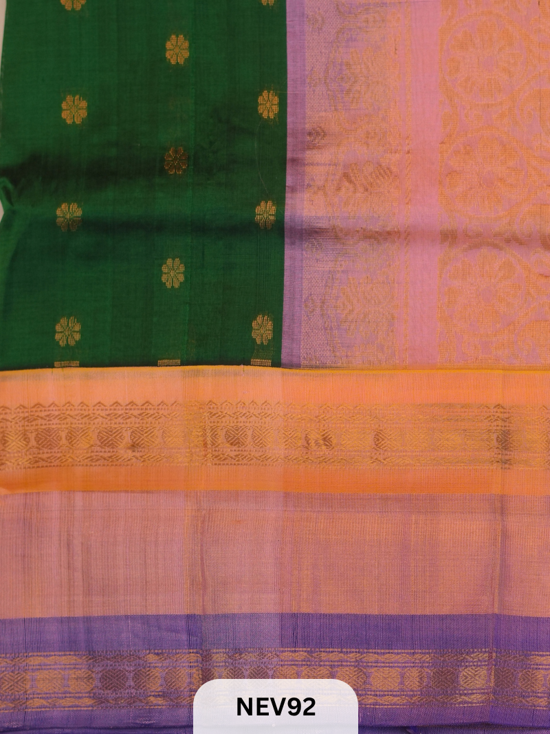 Korvai Pattu Long Border Body Butta Saree