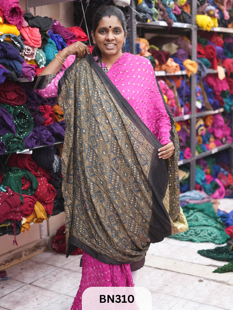 MODAL GAJI - AJRAKH BANDHINI SAREE