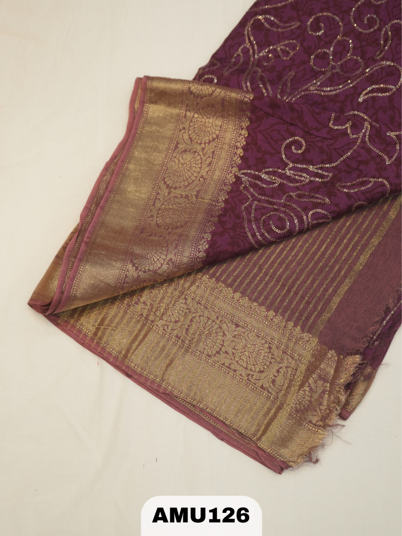 BANARAS RUSSIAN SILK SAREE WITH DIGITAL PRINTED