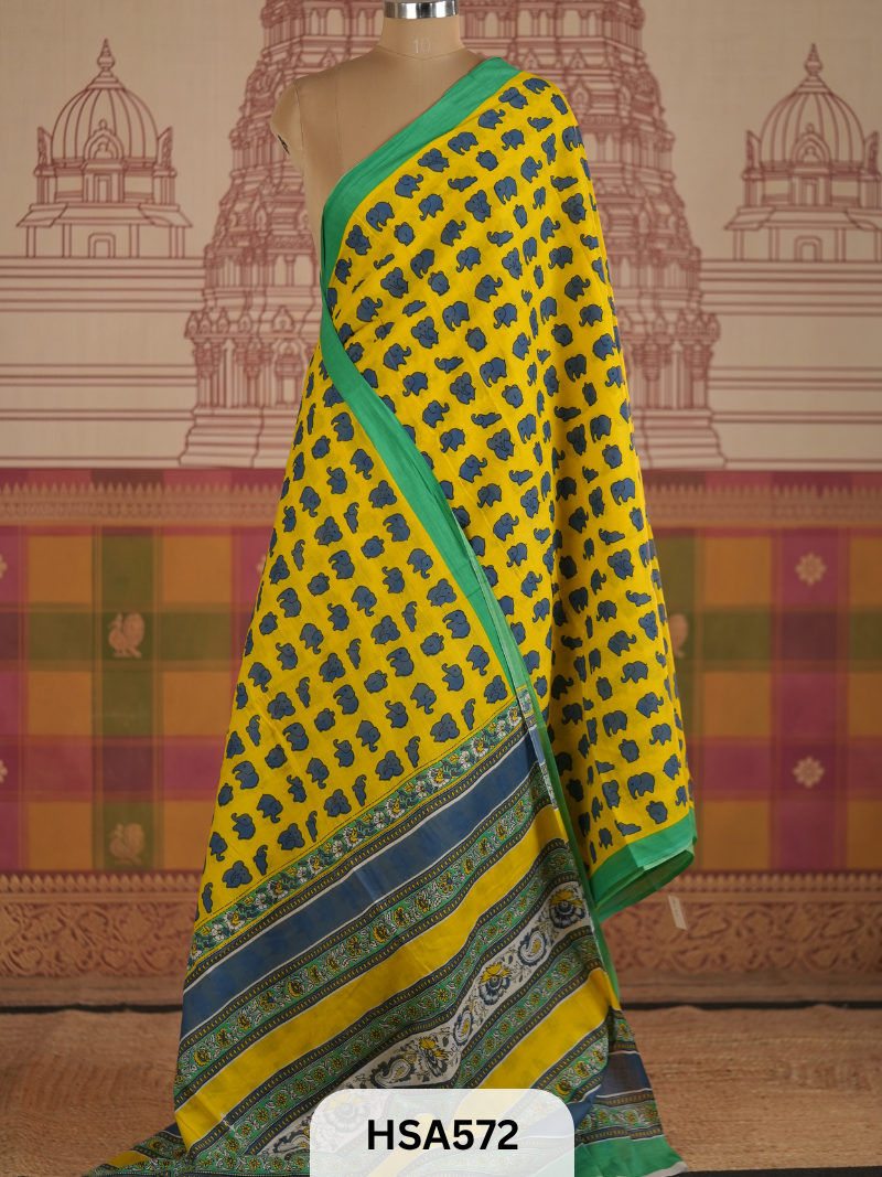 COTTON AJRAKH HANDBLOCK SAREE