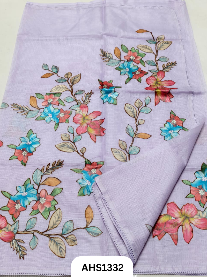 Soft Silk Kota Patch Work Saree With Blouse