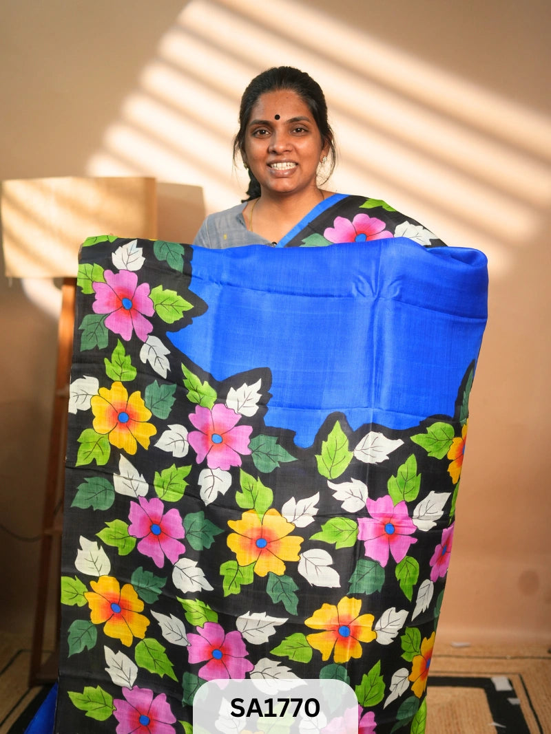 MURSHIDABAD SILK SAREE HAND PAINTED