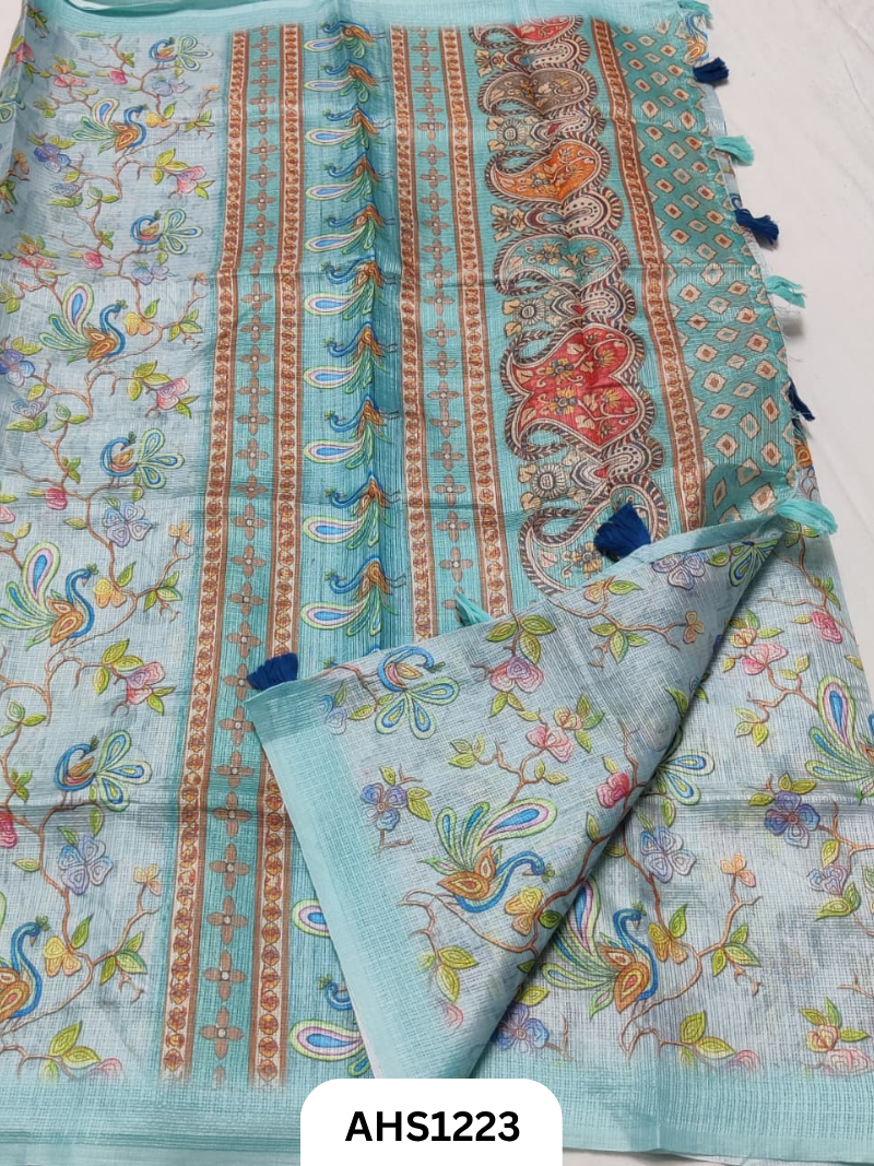 Soft Silk Kota Digital Print Saree With Blouse
