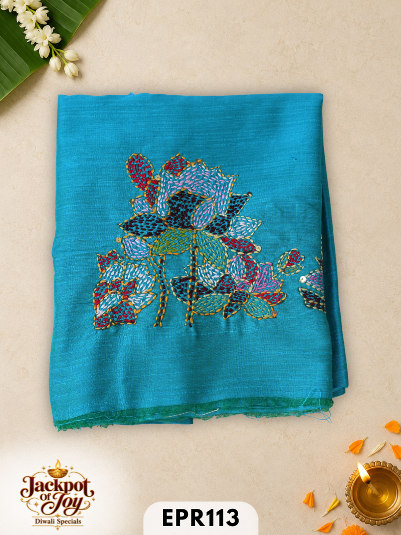 Raw silk with Kantha Blouse