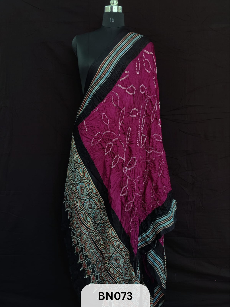 AJRAKH BANDHANI BORDER AAMBADAL DUPATTA