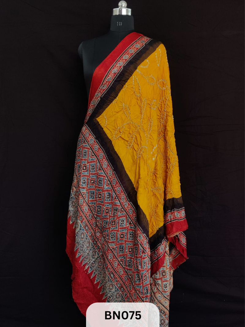 AJRAKH BANDHANI BORDER AAMBADAL DUPATTA