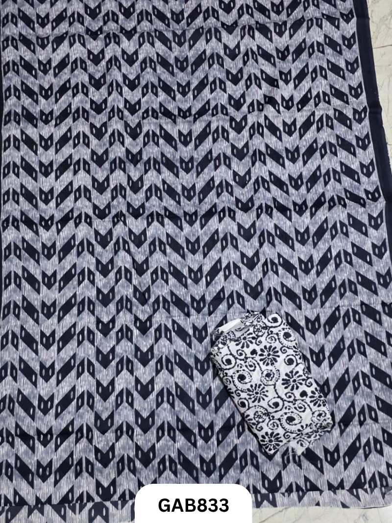 Bagru Block Print Cotton Mulmul Sarees With Running Blouse