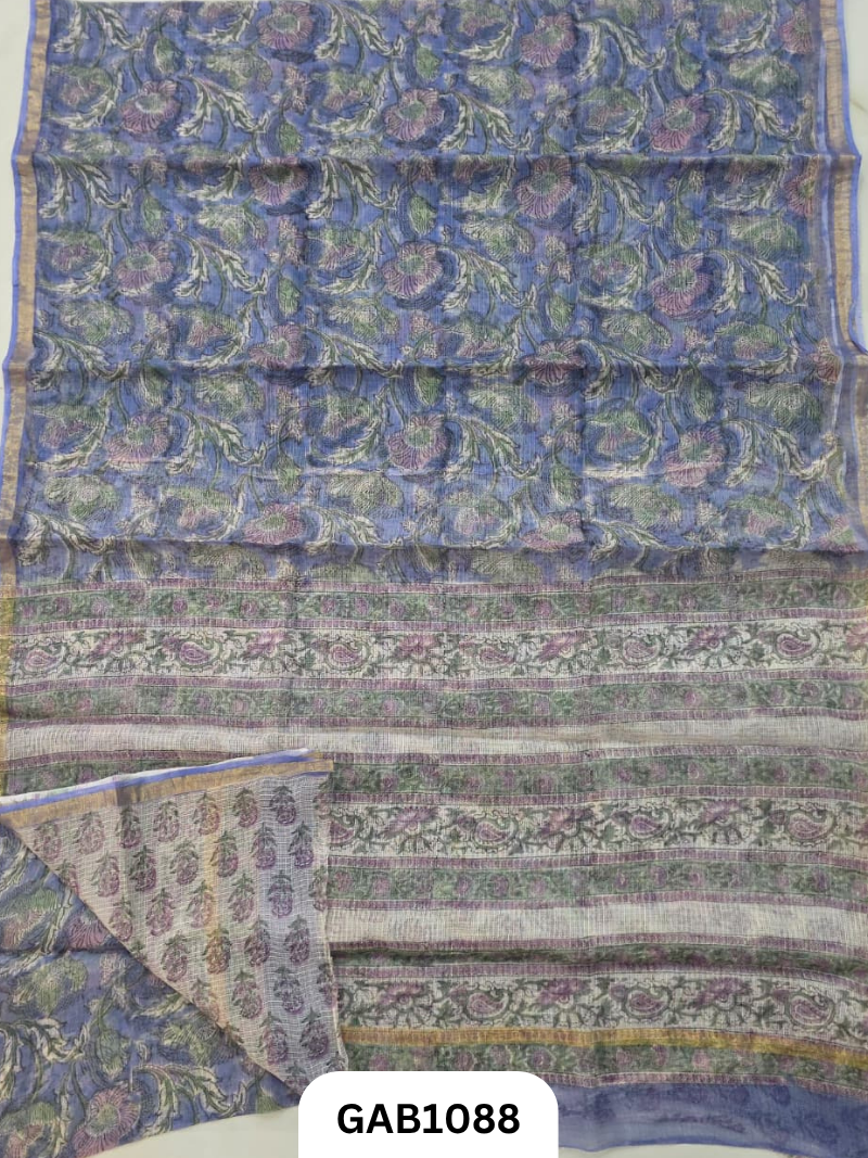 Bagru Handblock Print Kota Doria Saree