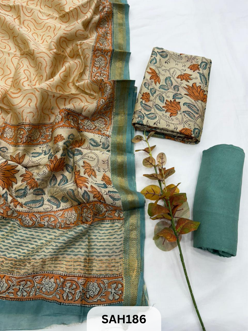 MAHESHWARI HANDBLOCK SALWAR SUIT 3PCS - UNSTITCHED