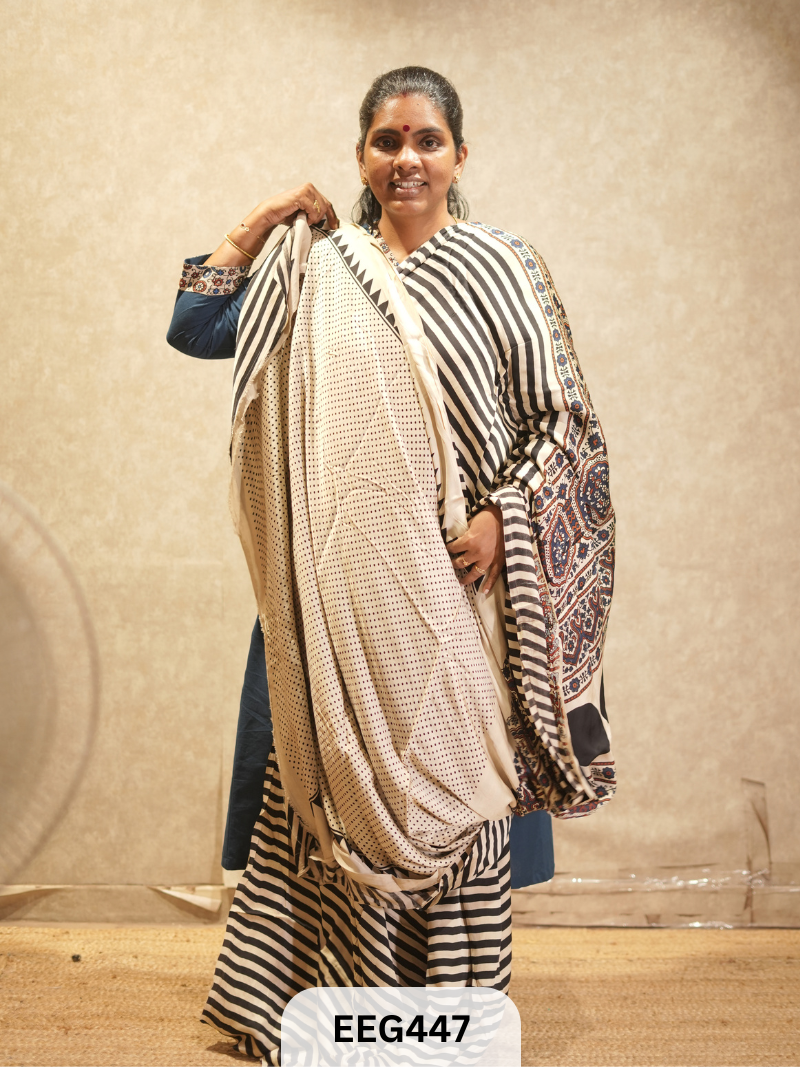 AJRAKH MODAL SAREE- RETRO