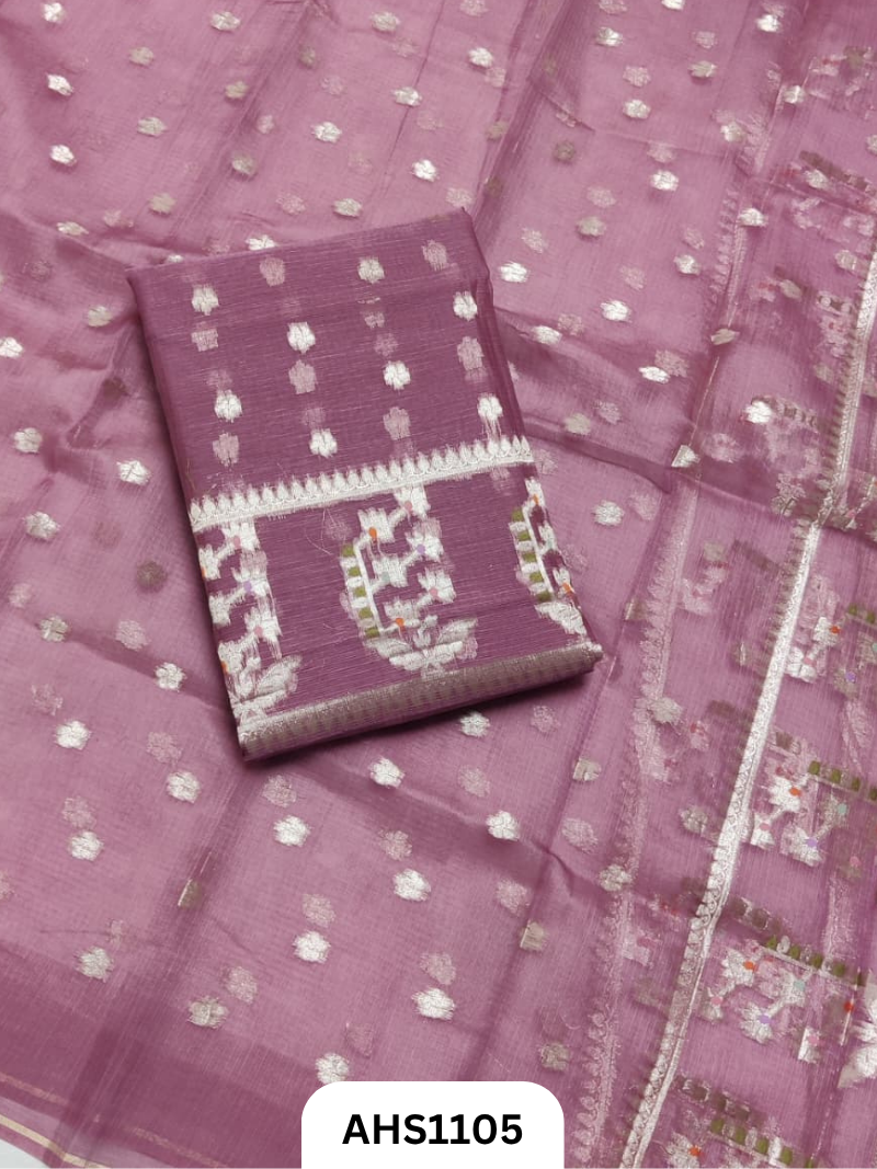 Pure Silk Kota Weaving Two Piece Dress Material Heavy Weaving Dupatta & Kurta