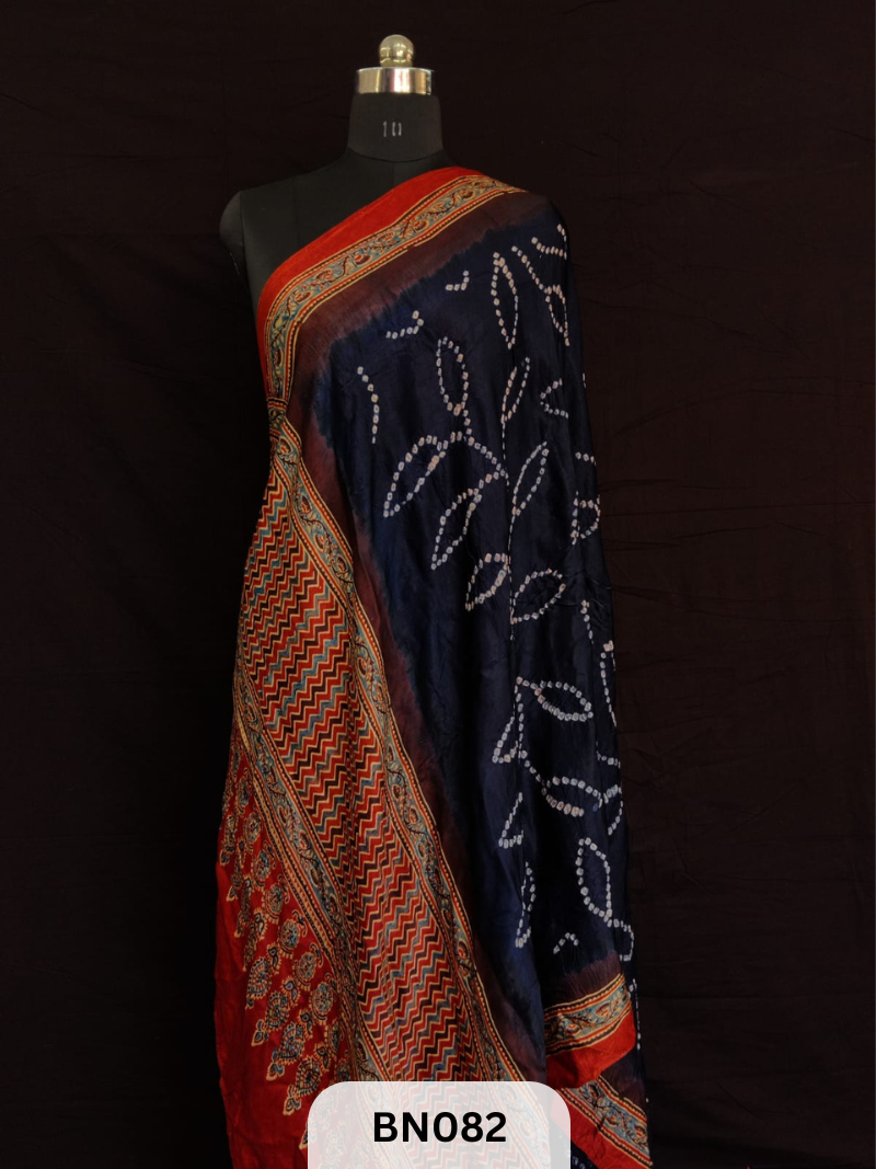 AJRAKH BANDHANI BORDER AAMBADAL DUPATTA