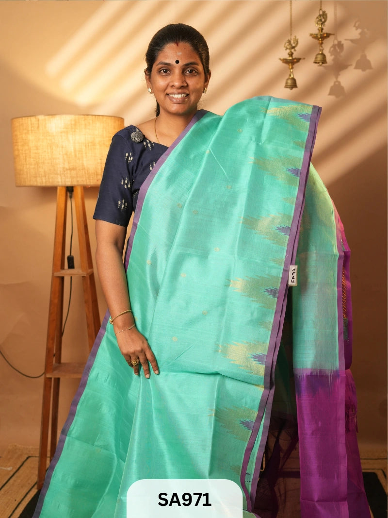 PURE HANDLOOM SILK COTTON SAREE | TEMPLE BORDER
