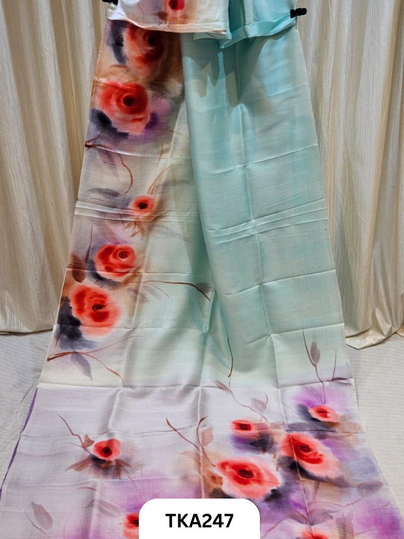 Murshidabad Silk Hand Painted Saree