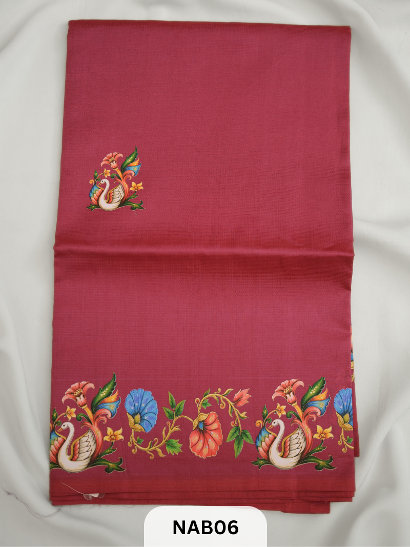MANGALAGIRI HANDLOOM TANJORE PRINTED SAREE