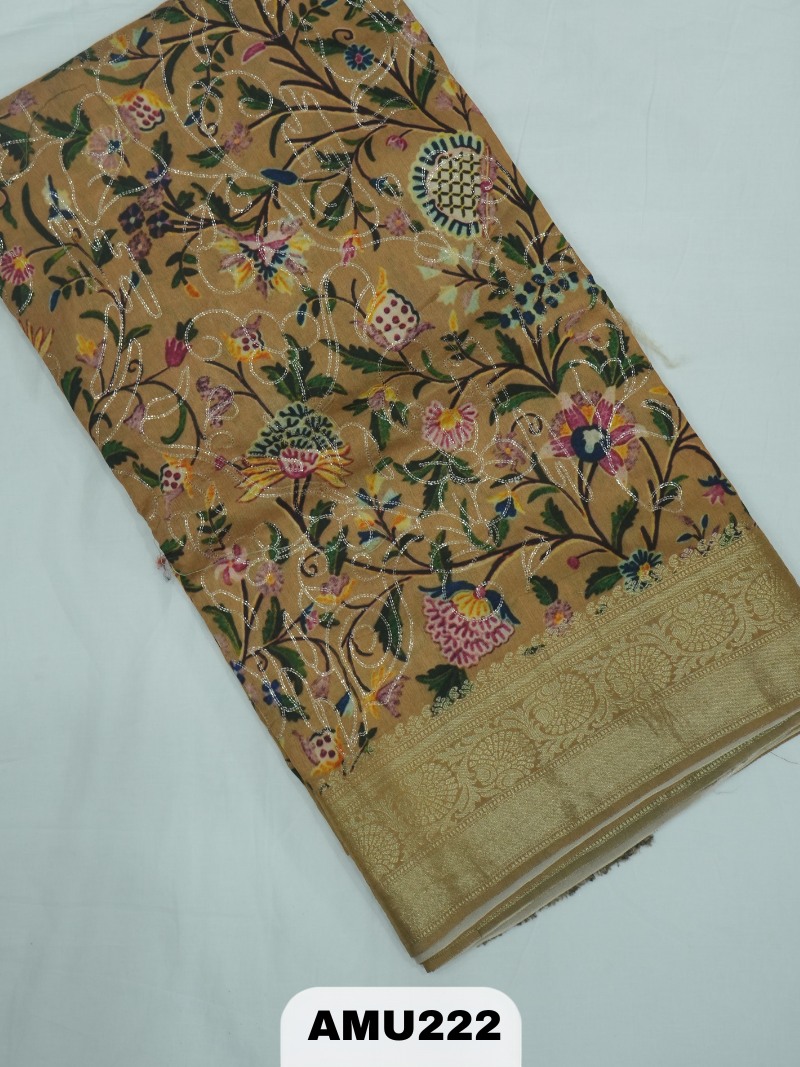 BANARAS RUSSIAN SILK SAREE WITH PRINTED
