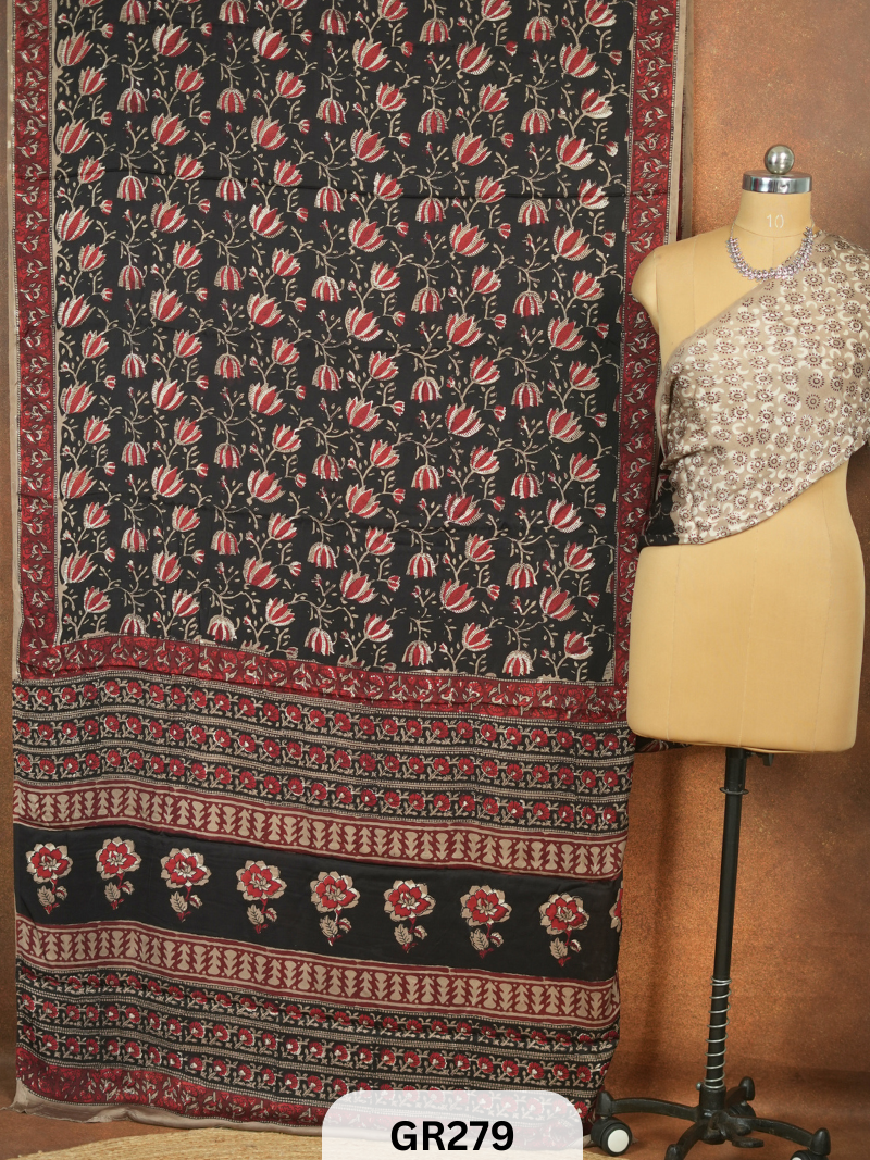 Modal Silk Ajrakh Handblock Print Saree Saree Story with Shanmuga Priya