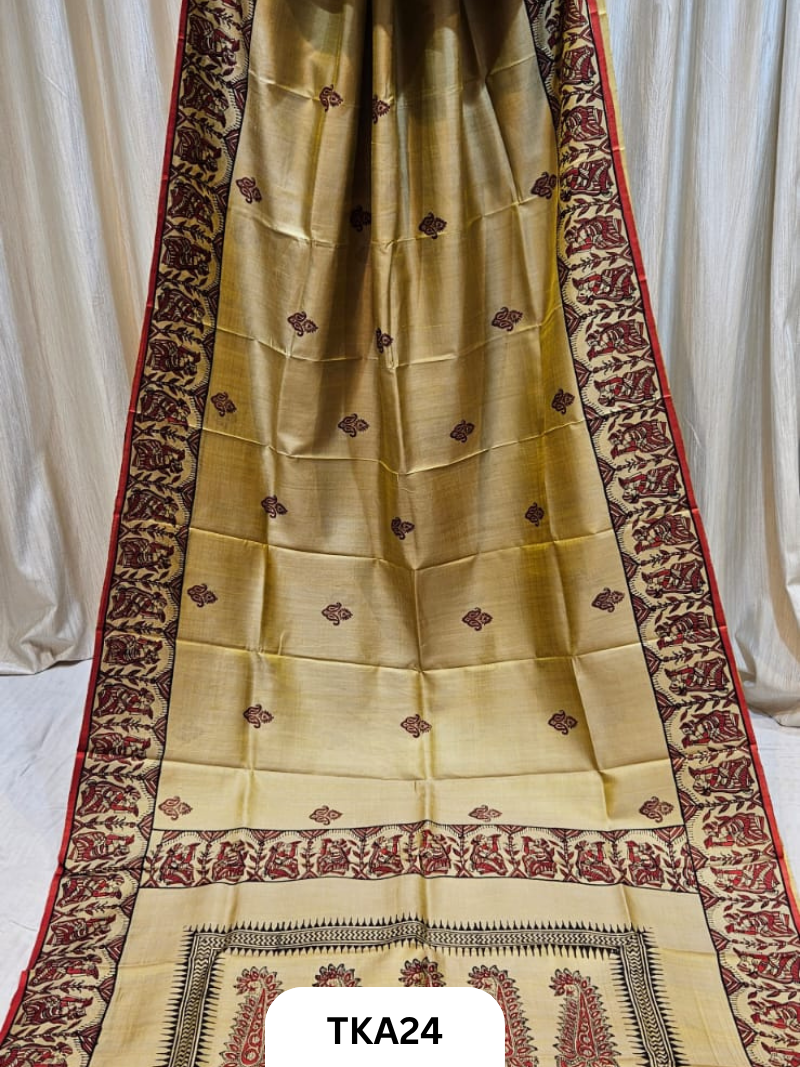 Pure Bishnupuri Silk Dual Shade Handblock