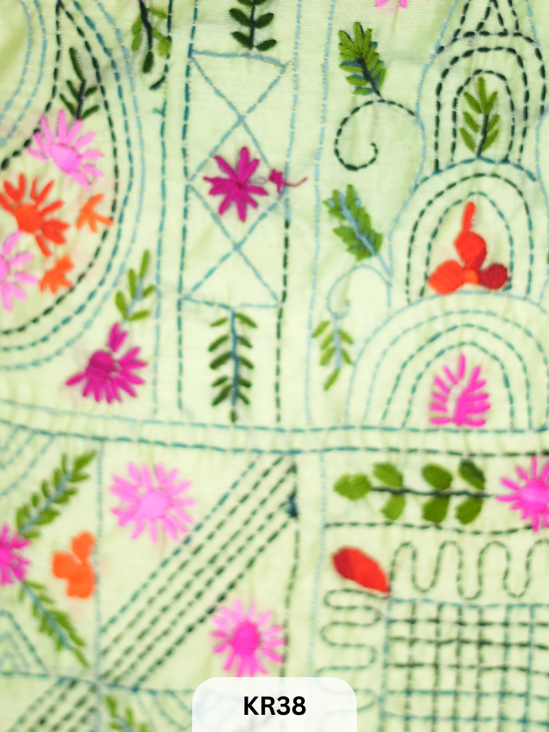 DUPION SILK WITH PURE HAND KANTHA HEAVY