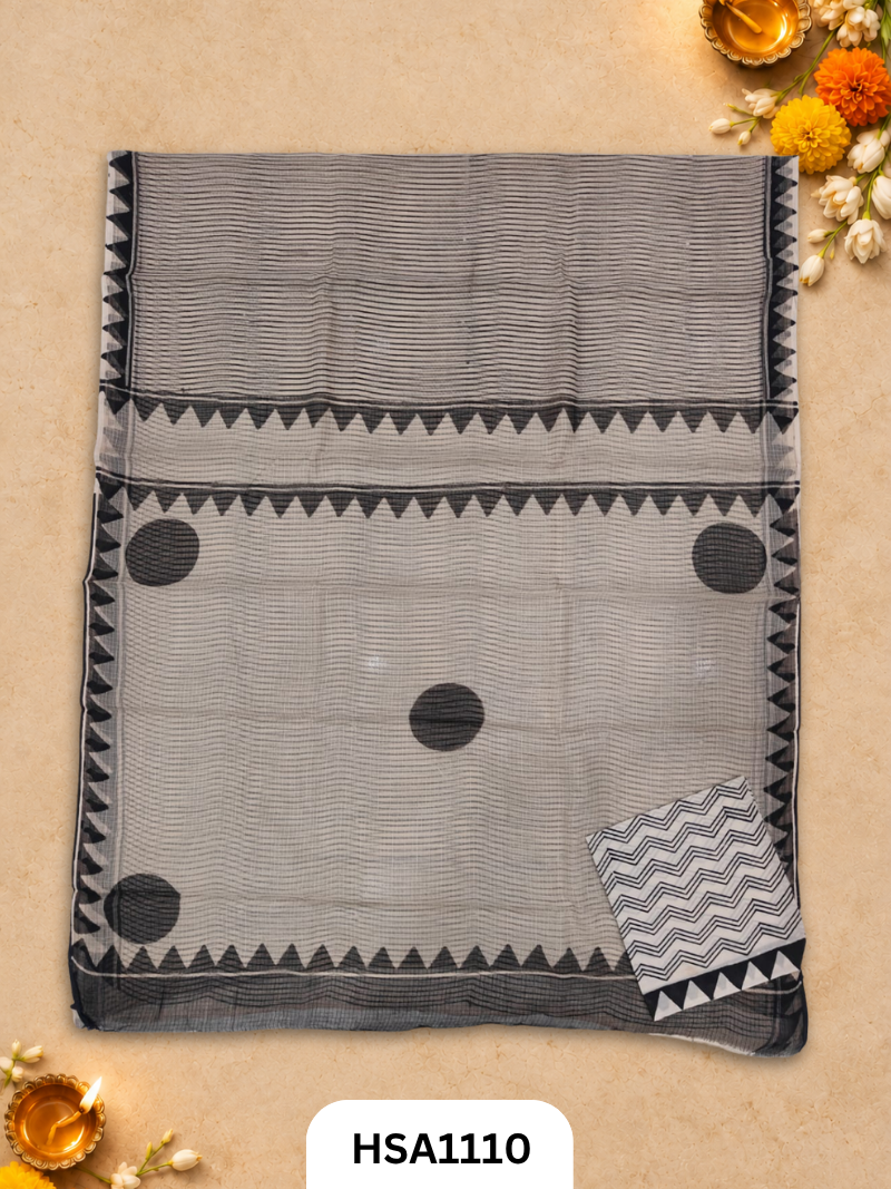 Hand Block Printed Traditional Designs & Multi Colour Combinations Kota Doria Sarees