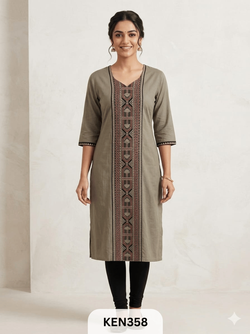 COTTON VEG PANEL KURTI - LENGTH 42