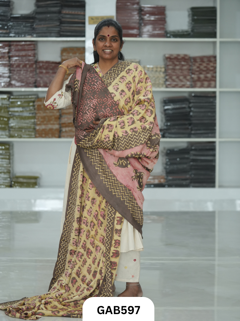 Nashpal & Pomegranate Peel Printed Modal Silk Sarees with blouse