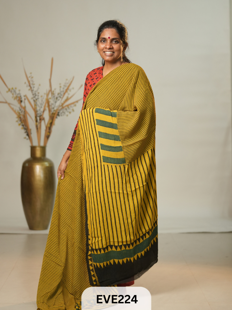 Chinon Chiffon Ajrakh Print Saree