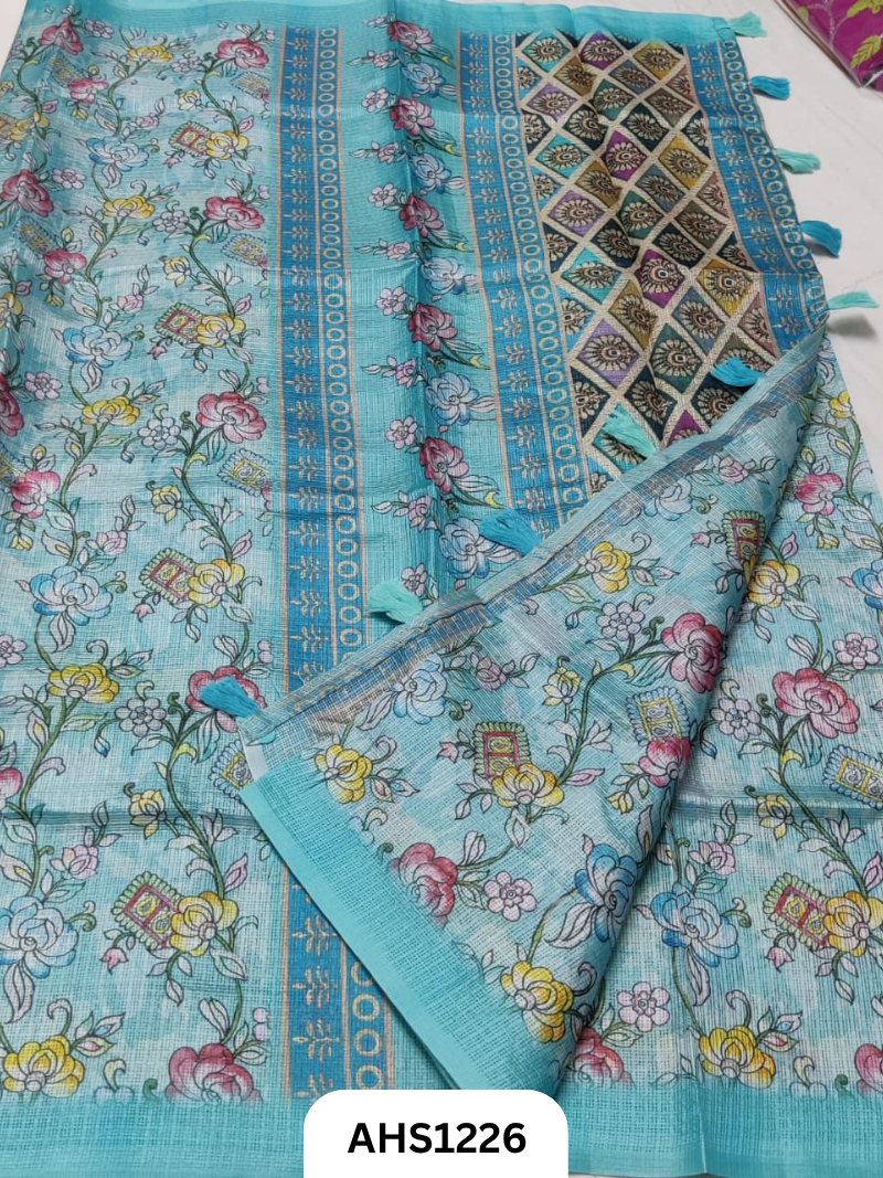 Soft Silk Kota Digital Print Saree With Blouse